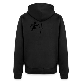 Sport Herzschlag Passion - Unisex Premium Bio Zip Hoodie - Schwarz - Hinten - Nico (187cm)