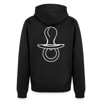 Schnuller Kleinkind Baby Geschenk Schwangerschaft - Unisex Premium Bio Zip Hoodie - Schwarz - Hinten - Nico (187cm)