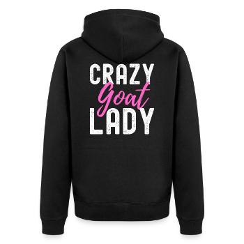 Ziege - Unisex Premium Bio Zip Hoodie - Schwarz - Hinten - Nico (187cm)