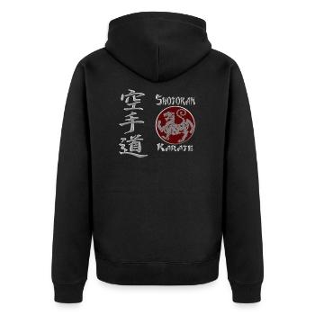 Shotokan Karate TigerLogo Calligraphy Martial Arts - Unisex Premium Bio Zip Hoodie - Schwarz - Hinten - Nico (187cm)