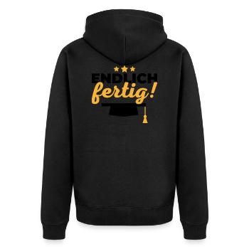 Endlich fertig Schule Geschenk Abschluss - Unisex Premium Bio Zip Hoodie - Schwarz - Hinten - Nico (187cm)