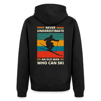 nie einen alten Mann unterschätzen, der Ski fahren kann - Unisex Premium Bio Zip Hoodie - Schwarz - Hinten - Nico (187cm)