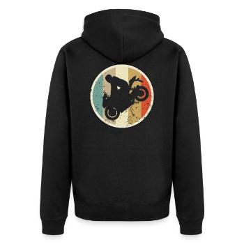 Motorradfahrer Motorradfahren Motorbike - Unisex Premium Bio Zip Hoodie - Schwarz - Hinten - Nico (187cm)