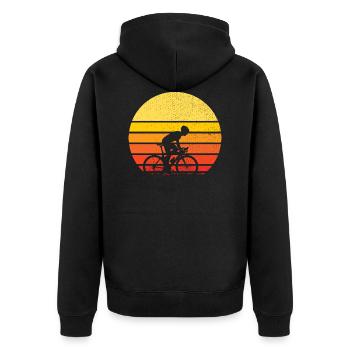 velo - cycliste sur coucher de soleil - Veste à capuche bio Premium Unisexe - noir - Dos - Nico (187cm)