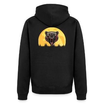 Angry Bear Sunset Retro Nature - Unisex Premium Organic Zip Hoodie - black - Back - Nico (187cm)