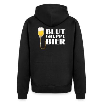 Bier JGA Saufen Trinken Party Feiern Spruch Lustig - Unisex Premium Bio Zip Hoodie - Schwarz - Hinten - Nico (187cm)