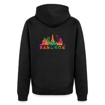 Bangkok Skyline Impression Souvenir Gift Idea - Unisex Premium Organic Zip Hoodie - black - Back - Nico (187cm)