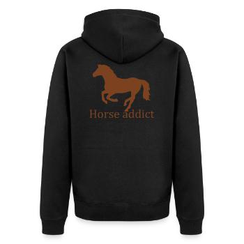 Pferd Horse - Unisex Premium Bio Zip Hoodie - Schwarz - Hinten - Nico (187cm)