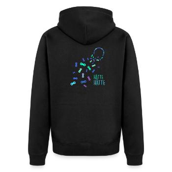 hätte hätte fahrradkette,abstrakt,pink, kette,neon - Unisex Premium Bio Zip Hoodie - Schwarz - Hinten - Nico (187cm)