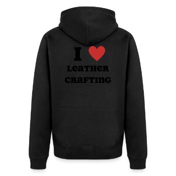 Ich liebe Leder Handwerk - Unisex Premium Bio Zip Hoodie - Schwarz - Hinten - Nico (187cm)