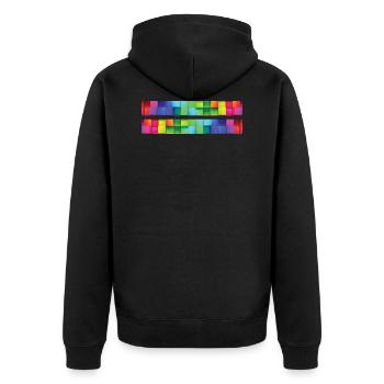 Rainbow Regenbogen Pride Homosexual Kleidung Mann - Unisex Premium Bio Zip Hoodie - Schwarz - Hinten - Nico (187cm)