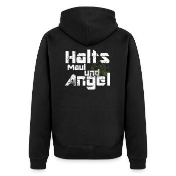 Angler, Karpfen Halts maul und angel - Unisex Premium Bio Zip Hoodie - Schwarz - Hinten - Nico (187cm)