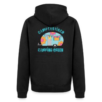 Wohnwagen Camptastisch Camping Queen - Unisex Premium Bio Zip Hoodie - Schwarz - Hinten - Nico (187cm)