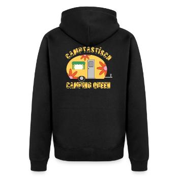 Wohnwagen Camptastisch Camping Queen - Unisex Premium Bio Zip Hoodie - Schwarz - Hinten - Nico (187cm)