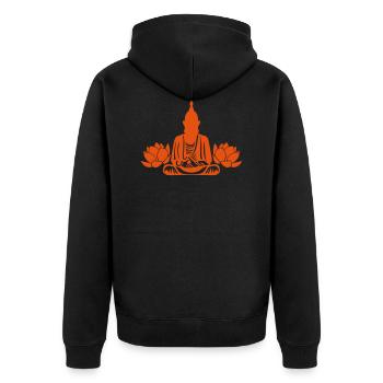 Buddha boudha lotus Blume - Unisex Premium Bio Zip Hoodie - Schwarz - Hinten - Nico (187cm)