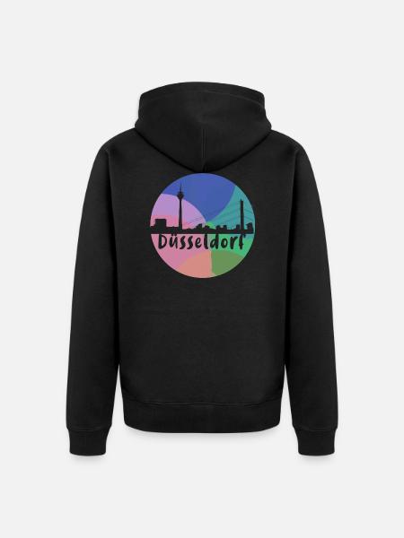 düsseldorf,skyline,kreis,bunt,regenbogen,retro - Unisex Premium Bio Zip Hoodie - Schwarz