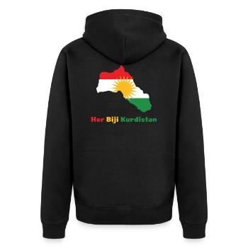 Her biji Kurdistan Kurdisch Geschenk Heimat - Unisex Premium Bio Zip Hoodie - Schwarz - Hinten - Nico (187cm)