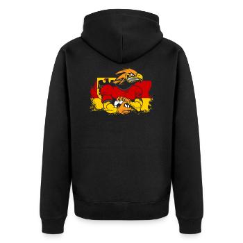 Deutschland - Unisex Premium Bio Zip Hoodie - Schwarz - Hinten - Nico (187cm)