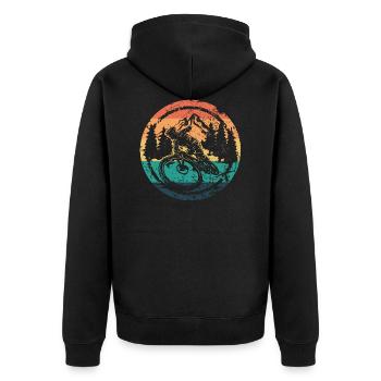 Mountain Biker Geschnek MTB - Unisex Premium Bio Zip Hoodie - Schwarz - Hinten - Nico (187cm)