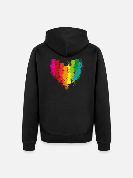 herz, regenbogen,pinsel,malerei,bunt - Unisex Premium Bio Zip Hoodie - Schwarz