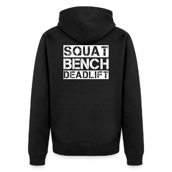 Squat bench deadlift fitness lifestyle gift - Unisex Premium Organic Zip Hoodie - black - Back - Nico (187cm)