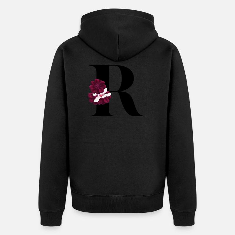 Buchstabe R blühende - Unisex Premium Bio Zip Hoodie - Schwarz