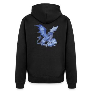 drache ,blau,malerei,graffiti, airbrush,hellblau - Unisex Premium Bio Zip Hoodie - Schwarz - Hinten - Nico (187cm)