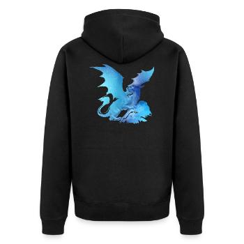 drache ,hellblau,malerei,graffiti, airbrush,blau - Unisex Premium Bio Zip Hoodie - Schwarz - Hinten - Nico (187cm)
