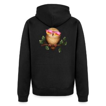 Owl with summer sunglasses - Unisex Premium Organic Zip Hoodie - black - Back - Nico (187cm)