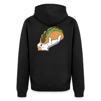 Cat and Taco - Unisex Premium Organic Zip Hoodie - black - Back - Nico (187cm)