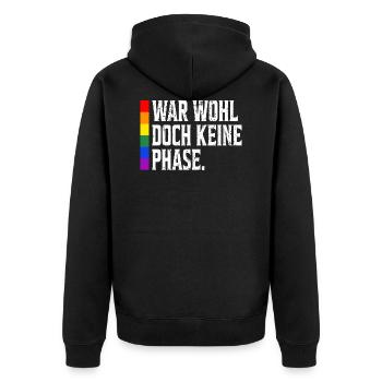 Rainbow Regenbogen Lesbe Pride LGBTQ Kleidung Mann - Unisex Premium Bio Zip Hoodie - Schwarz - Hinten - Nico (187cm)