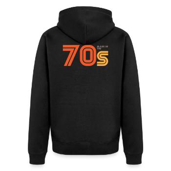 Made in the seventies birthday and retro gift. - Unisex Premium Organic Zip Hoodie - black - Back - Nico (187cm)