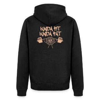 Kinda fat gift pizza pizza lovers pizzeria - Unisex Premium Organic Zip Hoodie - black - Back - Nico (187cm)