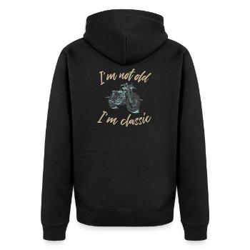 I'm not old I'm a classic motorcycle - Unisex Premium Organic Zip Hoodie - black - Back - Nico (187cm)