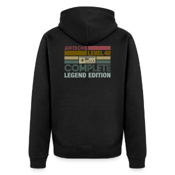 Level 40, Happy Birthday 40 years, Proud 40 - Unisex Premium Organic Zip Hoodie - black - Back - Nico (187cm)