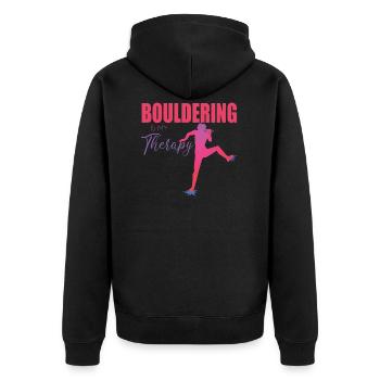 Bouldering - Unisex Premium Organic Zip Hoodie - black - Back - Nico (187cm)