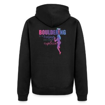 Bouldering - Unisex Premium Organic Zip Hoodie - black - Back - Nico (187cm)