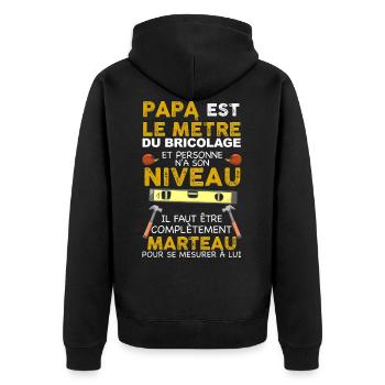 Papa Bricoleur, le mètre à son niveau, bricoler - Veste à capuche bio Premium Unisexe - noir - Dos - Nico (187cm)