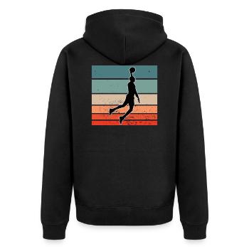 Vintage Basketball Sport Motiv Retro Basketball - Unisex Premium Bio Zip Hoodie - Schwarz - Hinten - Nico (187cm)