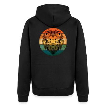Retro Sunset Lion Face Mandala Style Afrique Lion - Veste à capuche bio Premium Unisexe - noir - Dos - Nico (187cm)