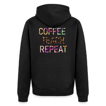 Café Teach Repeat Drôle de Prof 2021 - Veste à capuche bio Premium Unisexe - noir - Dos - Nico (187cm)