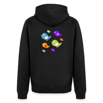 Süße Vögel Cartoon Kinder Bunt - Unisex Premium Bio Zip Hoodie - Schwarz - Hinten - Nico (187cm)