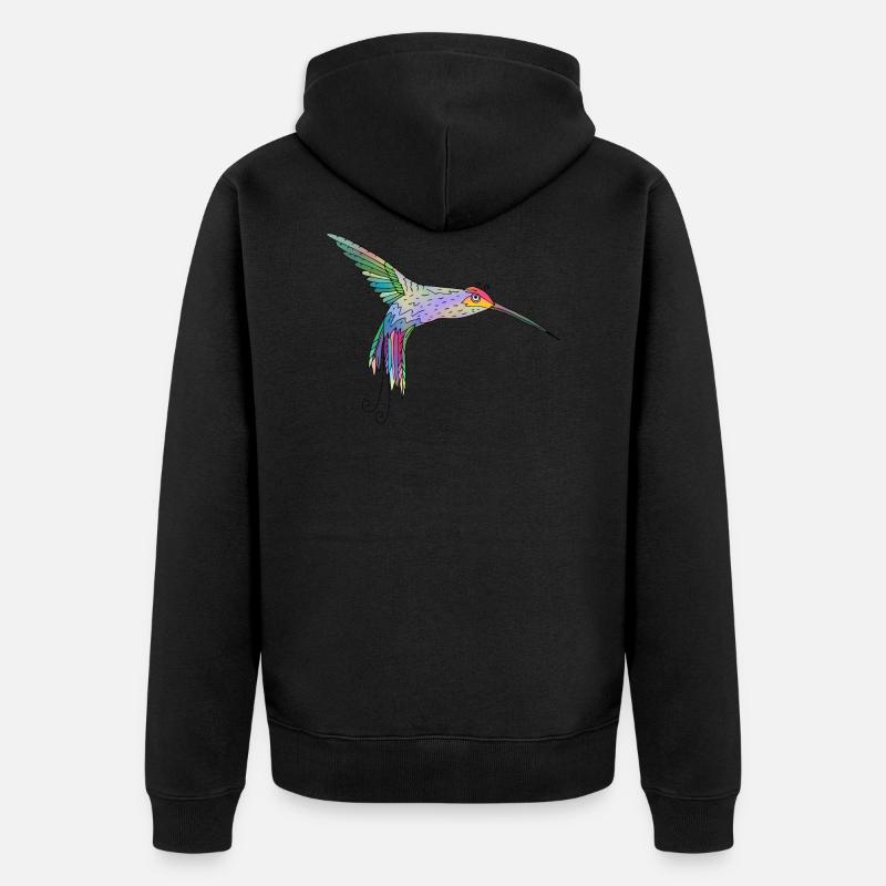 Bunter Vogel - Unisex Premium Bio Zip Hoodie - Schwarz