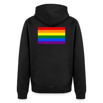 Homo Flag - Unisex Premium Organic Zip Hoodie - black - Back - Nico (187cm)