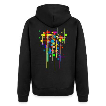 Architektur Muster - Science-Fiction Farben - Unisex Premium Bio Zip Hoodie - Schwarz - Hinten - Nico (187cm)