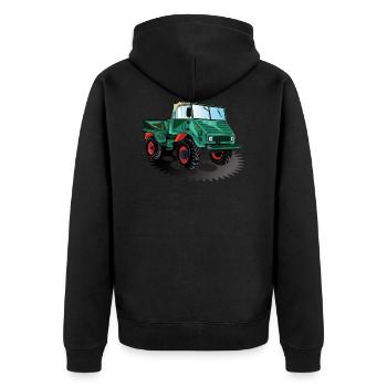 Unimog - Oldtimer - Offroad - Universal motor device - Unisex Premium Organic Zip Hoodie - black - Back - Nico (187cm)