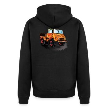 Unimog - Oldtimer - Offroad - Universal motor device - Unisex Premium Organic Zip Hoodie - black - Back - Nico (187cm)