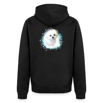 maltese,dog,white,dog,painting,graffiti,puppy - Unisex Premium Organic Zip Hoodie - black - Back - Nico (187cm)