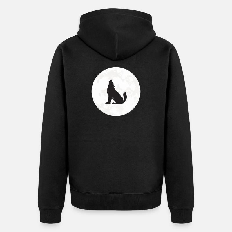 Wolf Mond Werwolf Vollmond - Unisex Premium Bio Zip Hoodie - Schwarz