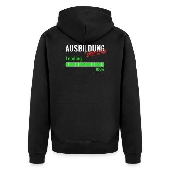 Ausbildung Bestanden Geselle Azubi Completed - Unisex Premium Bio Zip Hoodie - Schwarz - Hinten - Nico (187cm)